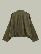 Women’s Short Faux Suede Jacket Oversized Relaxed Fit Stylish Layer
