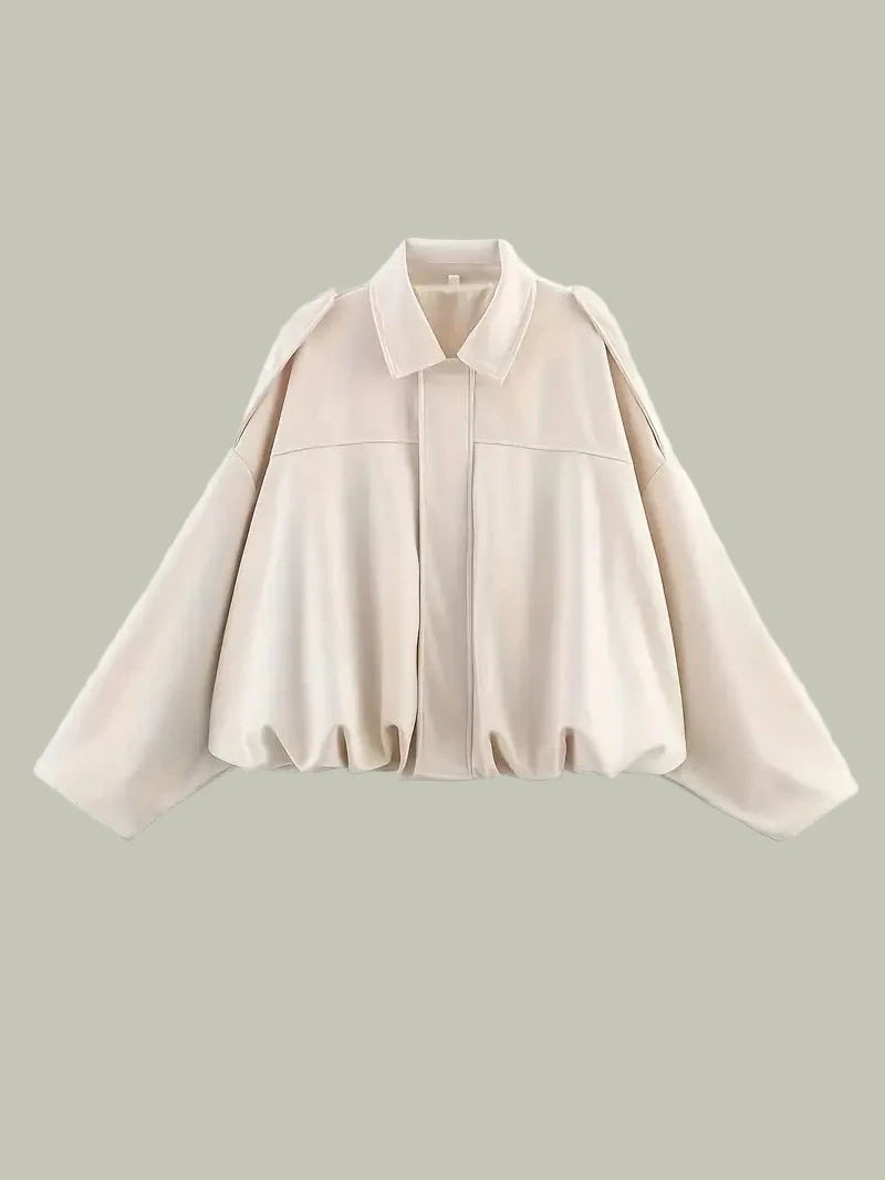Women’s Short Faux Suede Jacket Oversized Relaxed Fit Stylish Layer