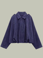 Women’s Short Faux Suede Jacket Oversized Relaxed Fit Stylish Layer