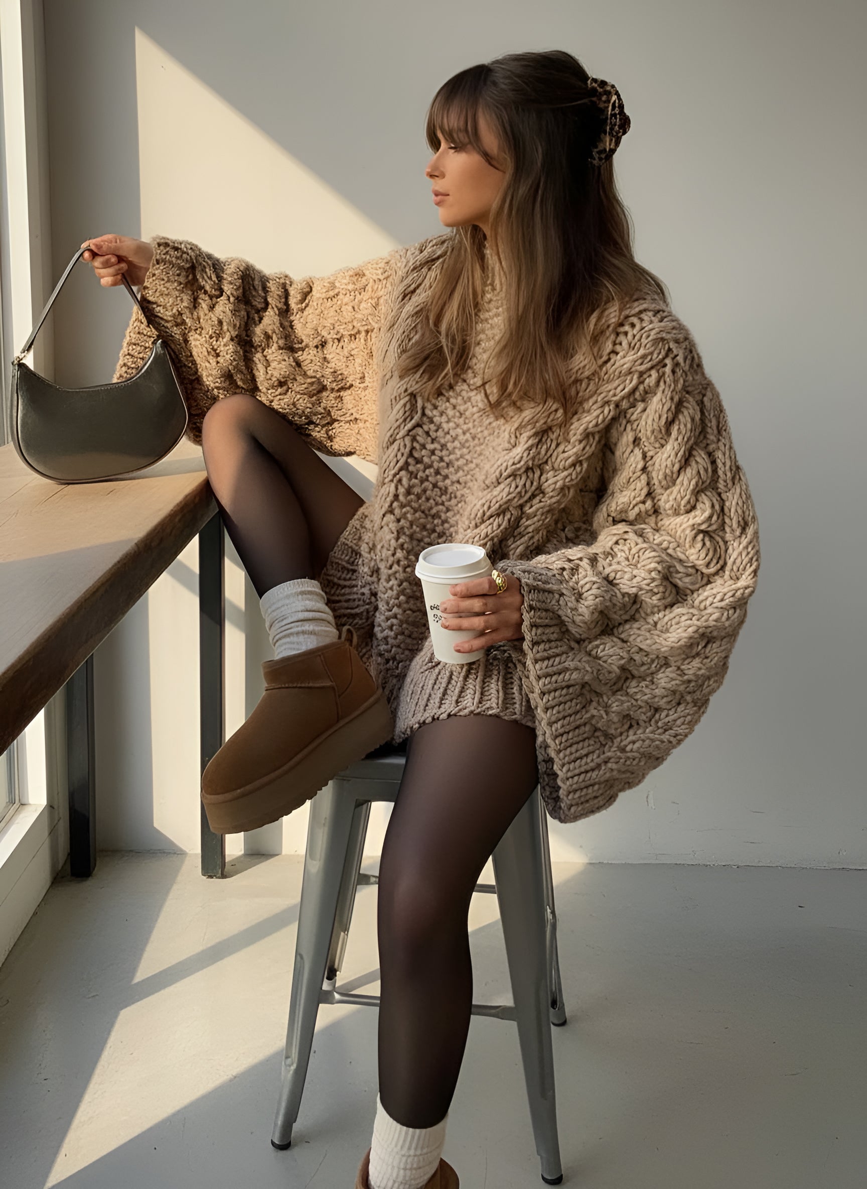 Chunky knitted winter jumper - womens wear, warm - cosy and soft