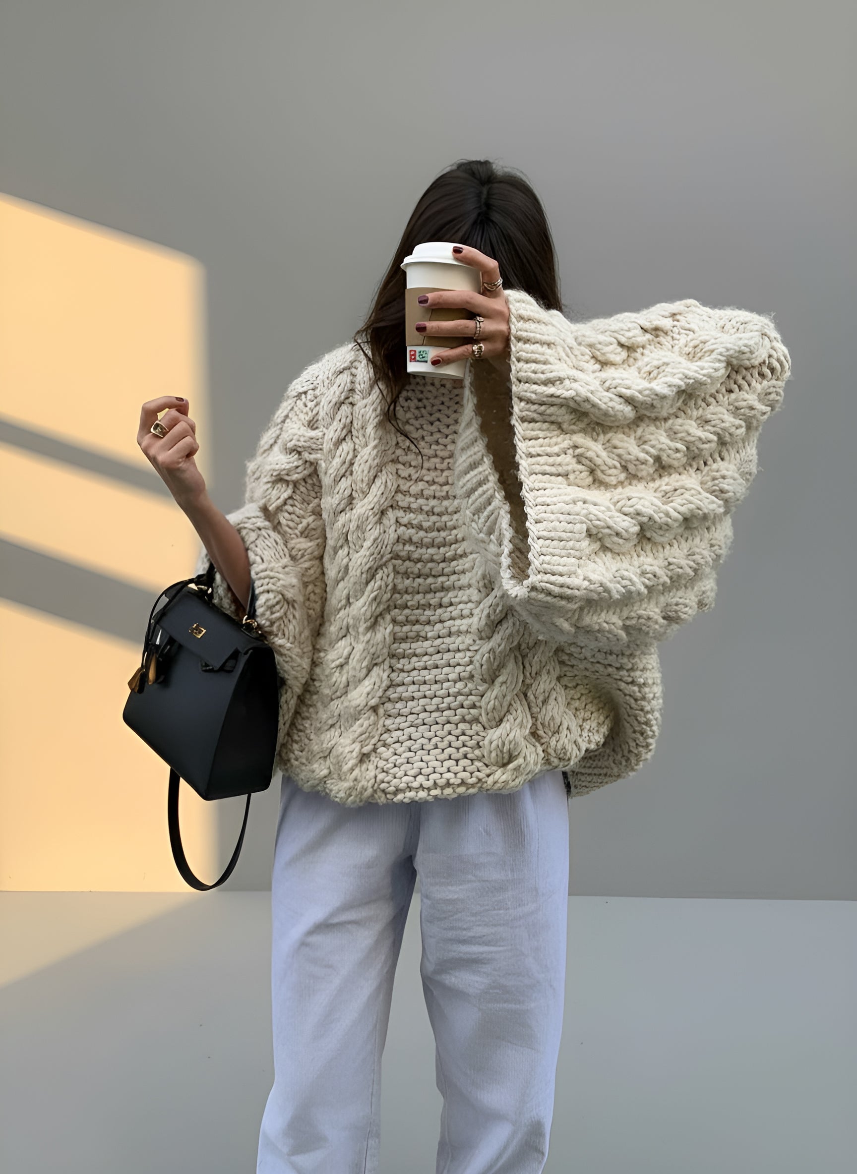 Chunky knitted winter jumper - womens wear, warm - cosy and soft