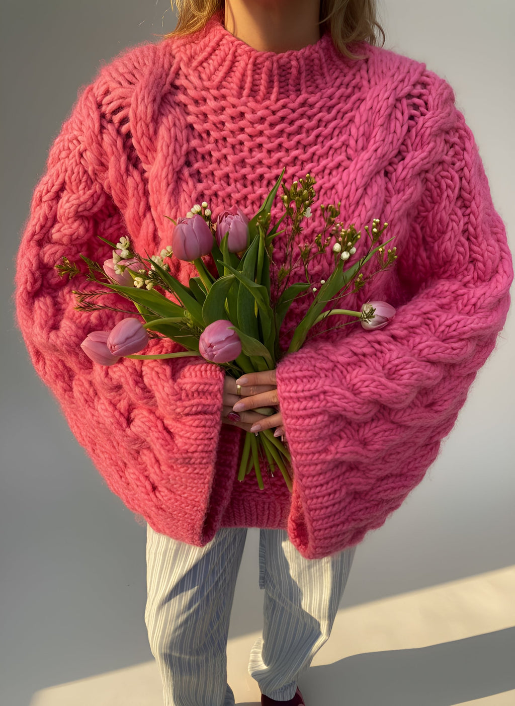 Chunky knitted winter jumper - womens wear, warm - cosy and soft