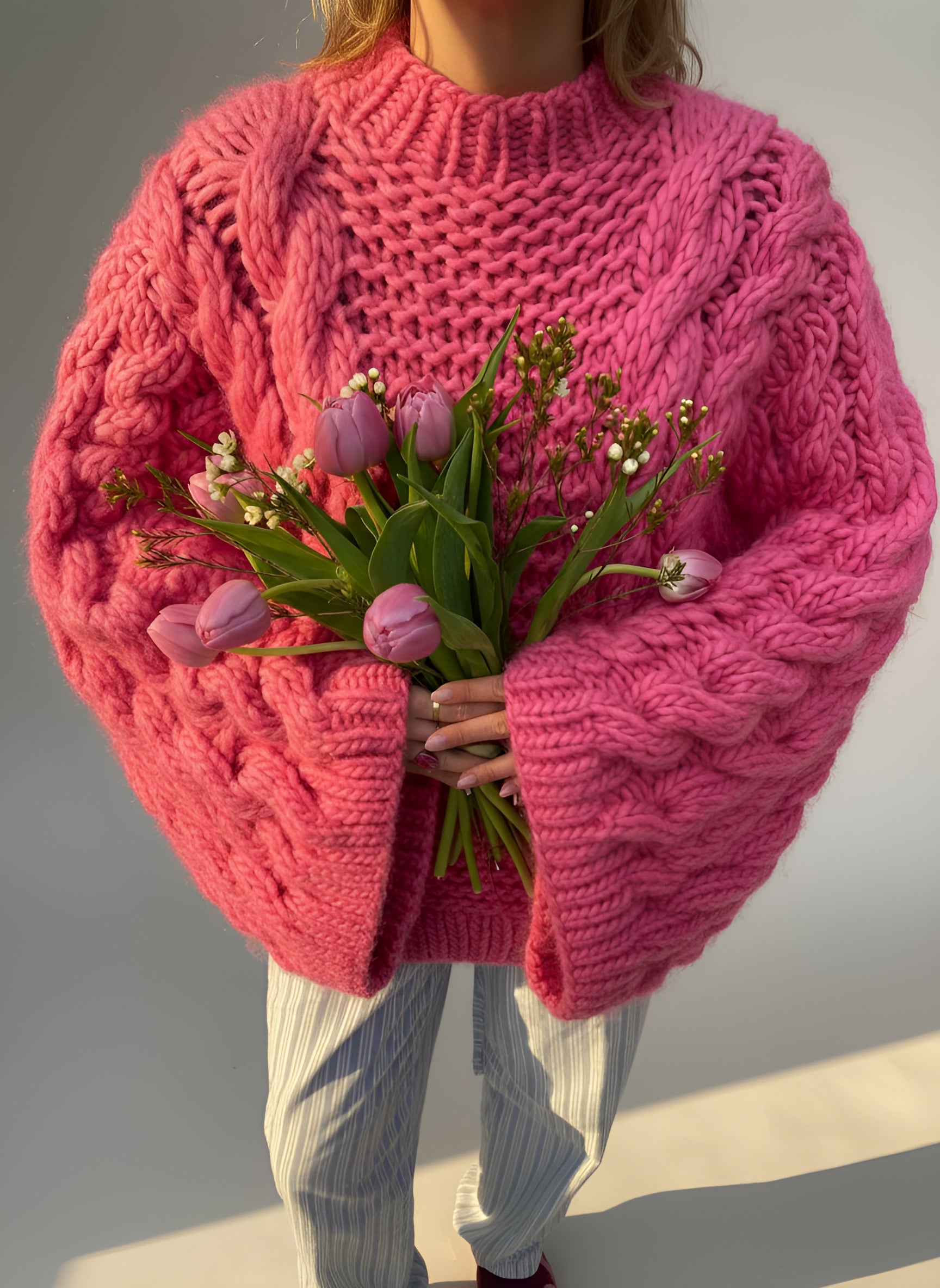 Chunky knitted winter jumper - womens wear, warm - cosy and soft