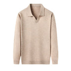 Lucas| Men's Long Sleeve V-Neck Polo Shirt - Classy Design