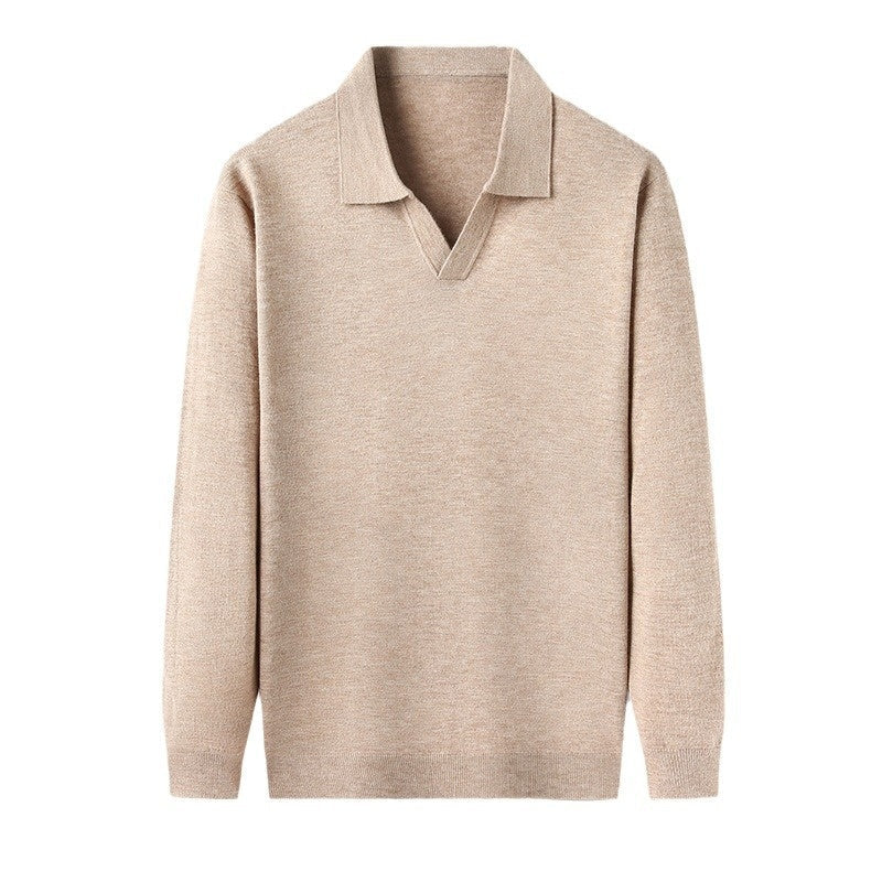 Lucas| Men's Long Sleeve V-Neck Polo Shirt - Classy Design