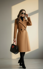 Elegant Women’s Winter Coat with Slim Belt | Tailored Warm Overcoat