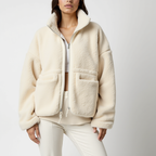 Andrea Women’s Oversized Teddy Fleece Jacket – Winter Casual Style
