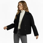Women’s Short Double-Breasted Winter Jacket – Cropped Coat with Wide Lapels & Structured Fit