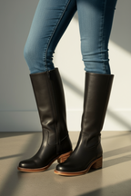 Women’s Knee-High Western Pull-On Boots with Low Stacked Heel