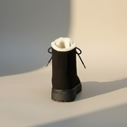 Women’s Lace-Up Boots - Suede Look - Faux Fur Lining - Flat Sole Comfort