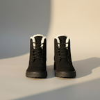 Women’s Lace-Up Boots - Suede Look - Faux Fur Lining - Flat Sole Comfort