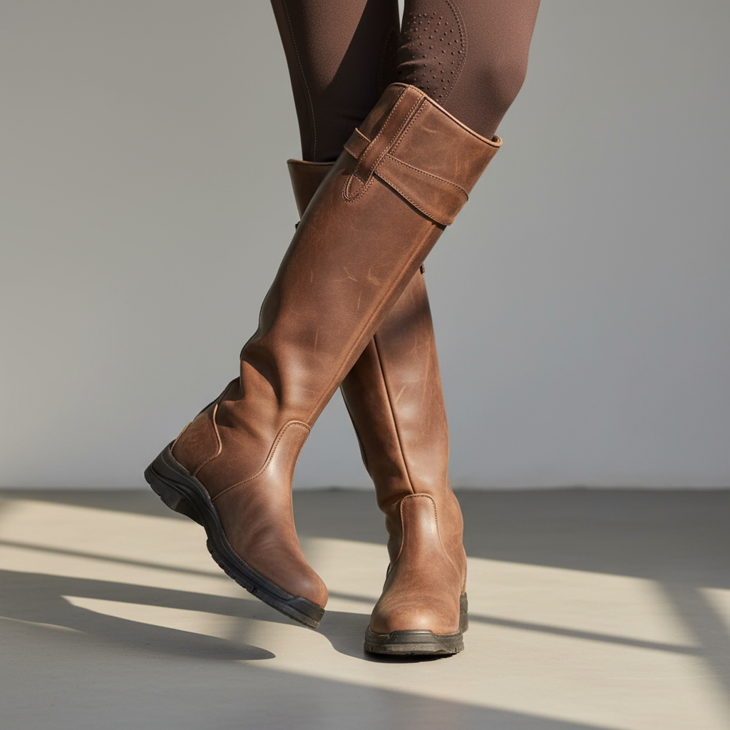 Women’s Waterproof Winter Riding Boots – Durable Rubber, Above-Ankle Protection