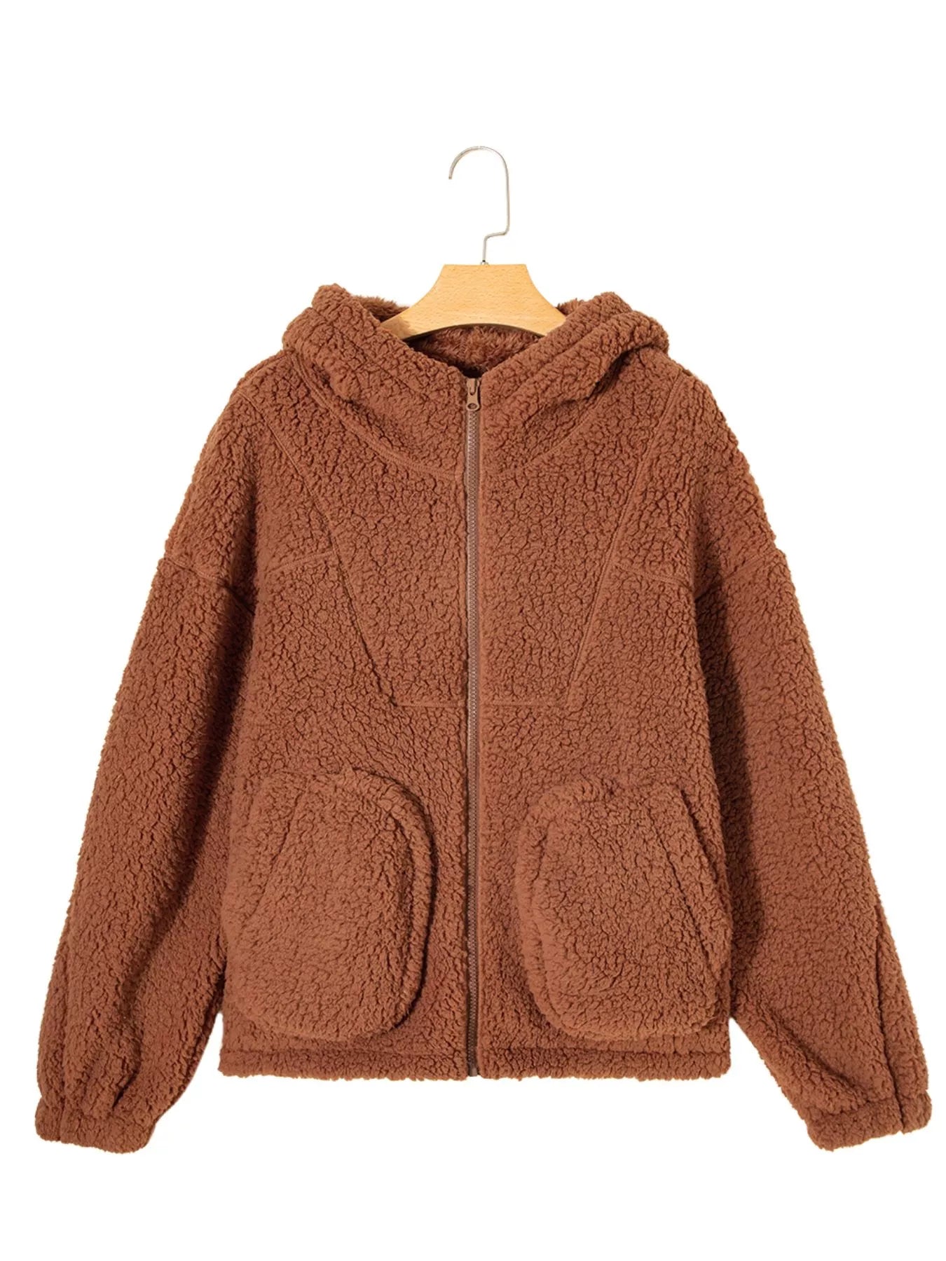Kate | Women's Oversized Zip Up Teddy Fleece Jacket