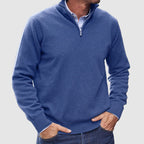 Men’s Classic Zip-Up Knit Sweater – Long Sleeve Half Zip Pullover with Ribbed Cuffs & Hem – Smart Casual Everyday Jumper