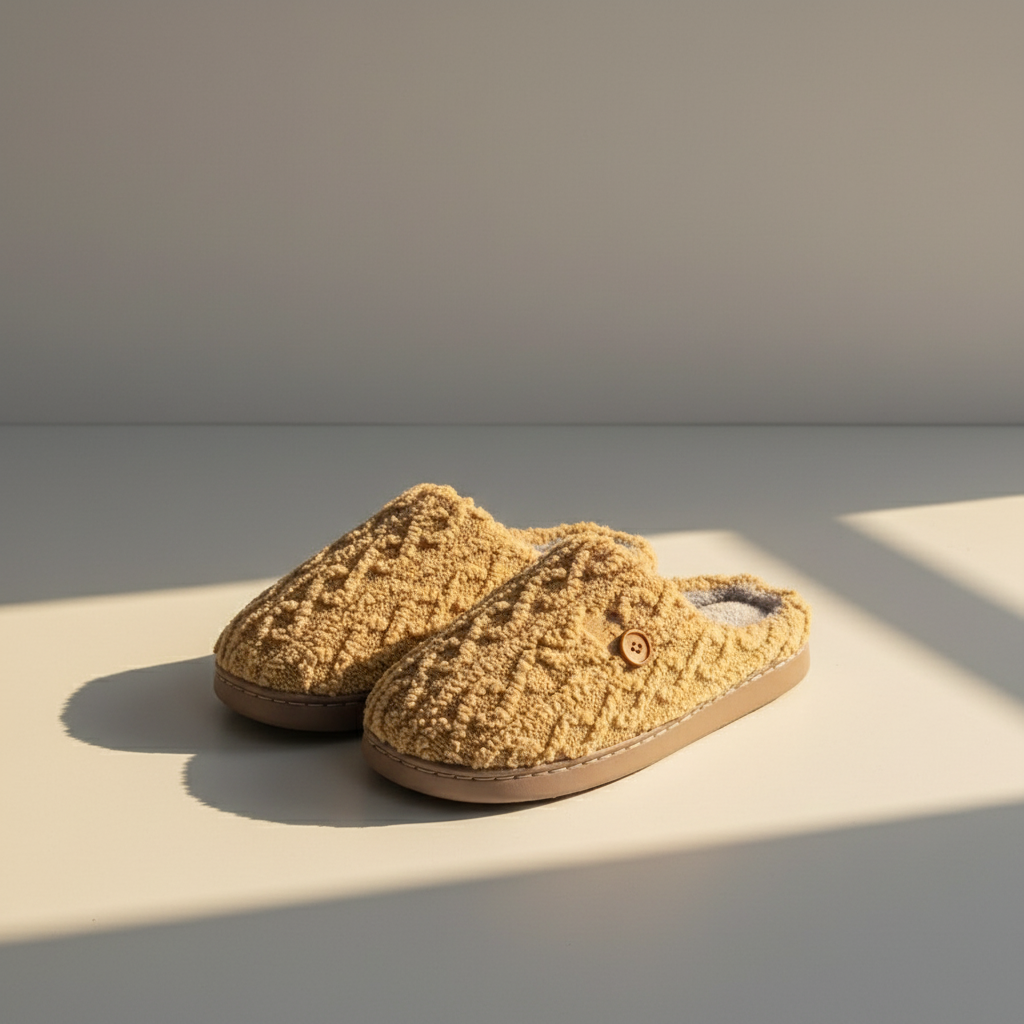 Aurora Warm Plush Slippers for Women - Teddy Bear Design, Cozy Winter Indoor Footwear