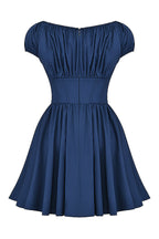 Maya | Nala French Navy Gathered Mini Dress , Dinner or Evening Attire - Dark Blue