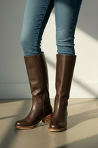 Women’s Knee-High Western Pull-On Boots with Low Stacked Heel