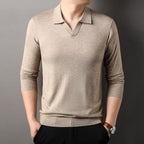 Lucas| Men's Long Sleeve V-Neck Polo Shirt - Classy Design