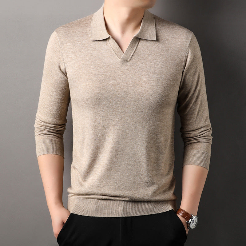 Lucas| Men's Long Sleeve V-Neck Polo Shirt - Classy Design