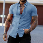 Men’s Tailored Muscle Fit Short Sleeve Shirt – Modern Fit - Stretchy Fabric, Tailored Style