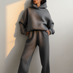 Women's Relaxed Oversized Tracksuit - Matching Hoodie & Jogger Set