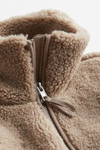 Women’s Sherpa Zip-Up Coat Plush Comfortable Modern Outerwear