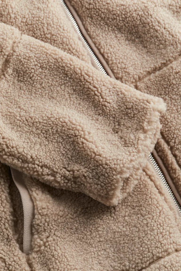 Women’s Sherpa Zip-Up Coat Plush Comfortable Modern Outerwear