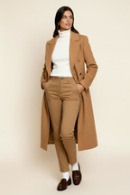 Women’s Wool Blend Overcoat – Double-Breasted Long Coat - Tailored with Classic Lapel