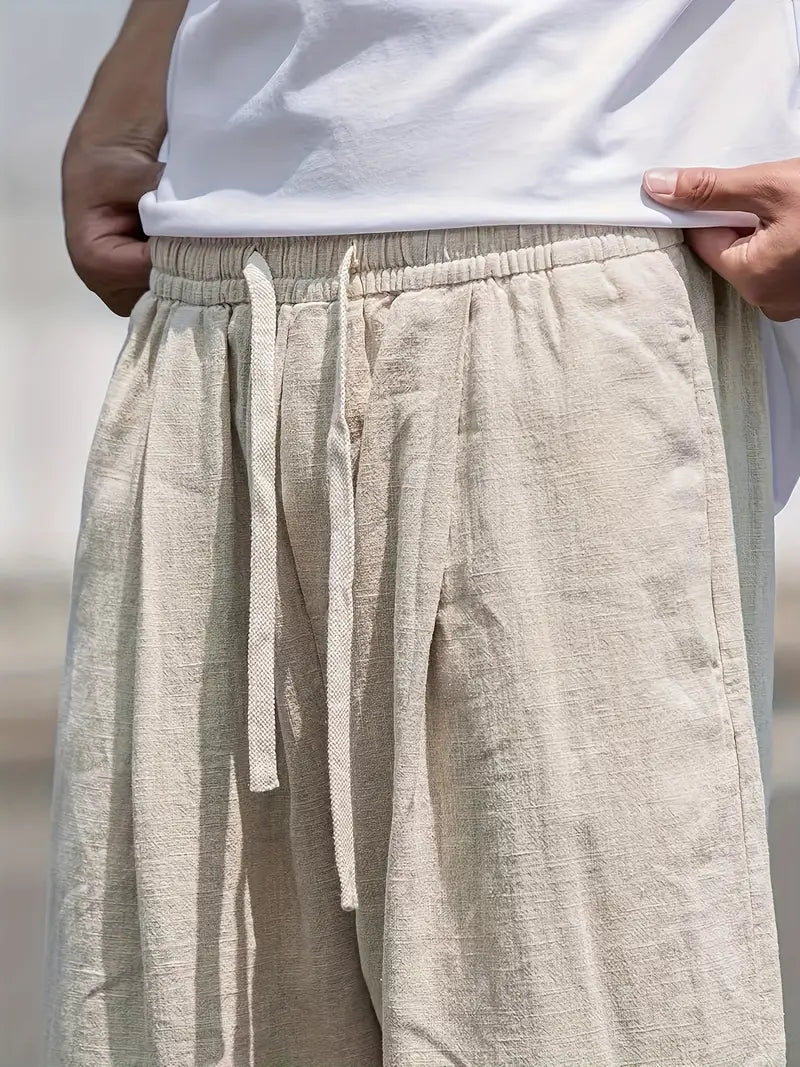 Men’s Relaxed Fit Linen Trousers – Lightweight Baggy Casual Pants, Perfect for Summer