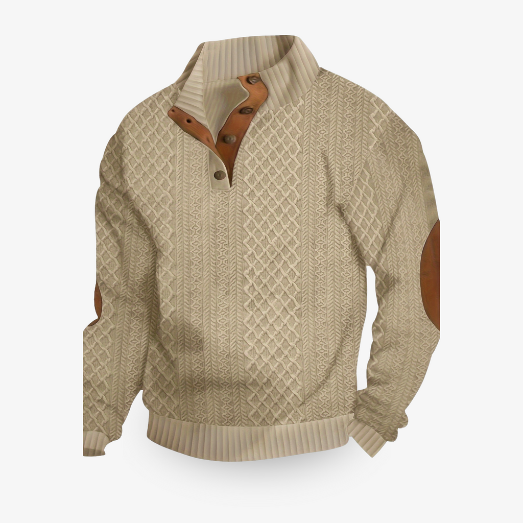 John | Mens Knitted Sweater, Button Up Collar - Warm and Soft