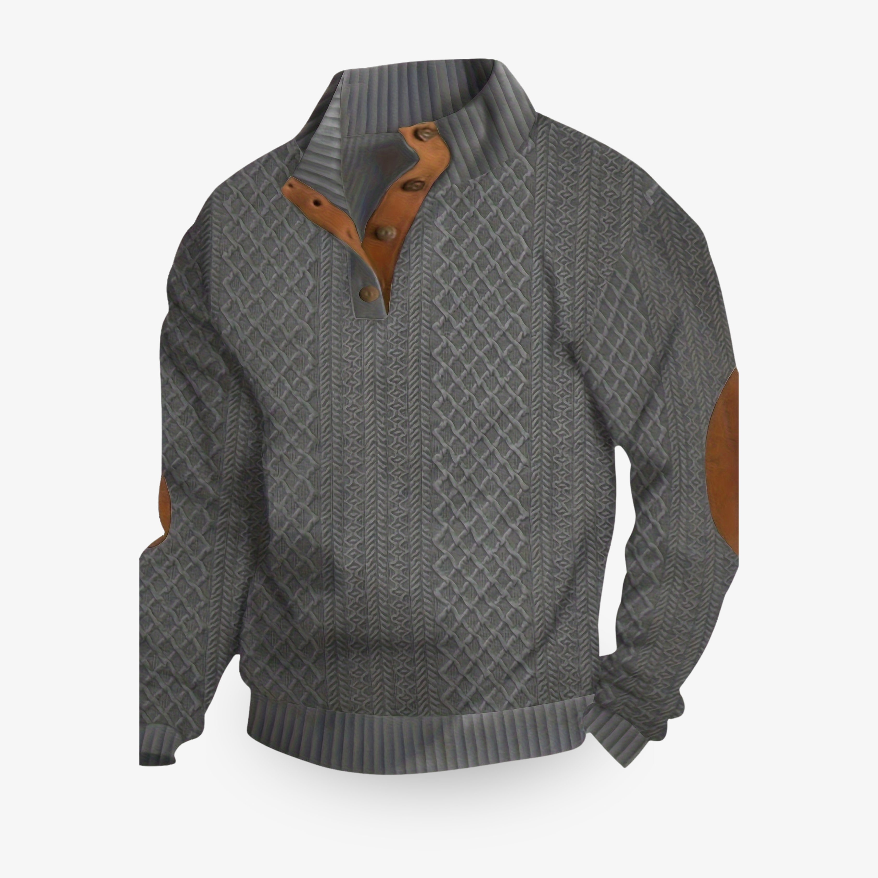 John | Mens Knitted Sweater, Button Up Collar - Warm and Soft