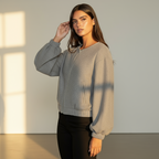 Women’s Cropped Bomber Jacket – Long Sleeve Zip Front Short Coat