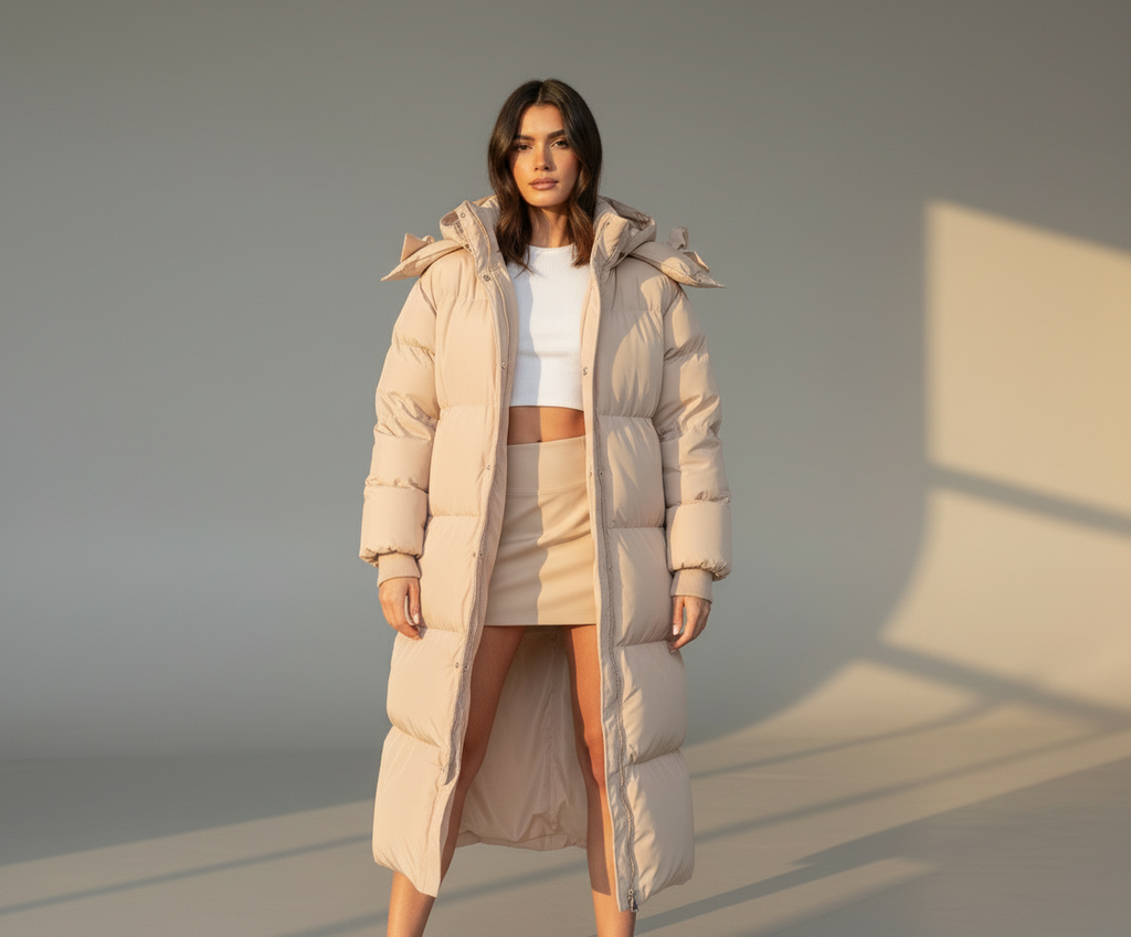 Nancy Maxi Puffer Jacket - Oversized Hooded Quilted Winter Coat for Women