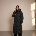 Julia Long Hooded Puffer Jacket - Quilted Padded Winter Coat for Women