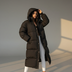 Nancy Maxi Puffer Jacket - Oversized Hooded Quilted Winter Coat for Women