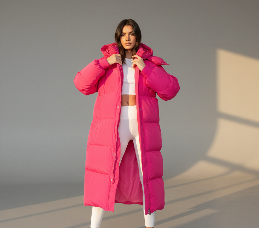 Nancy Maxi Puffer Jacket - Oversized Hooded Quilted Winter Coat for Women