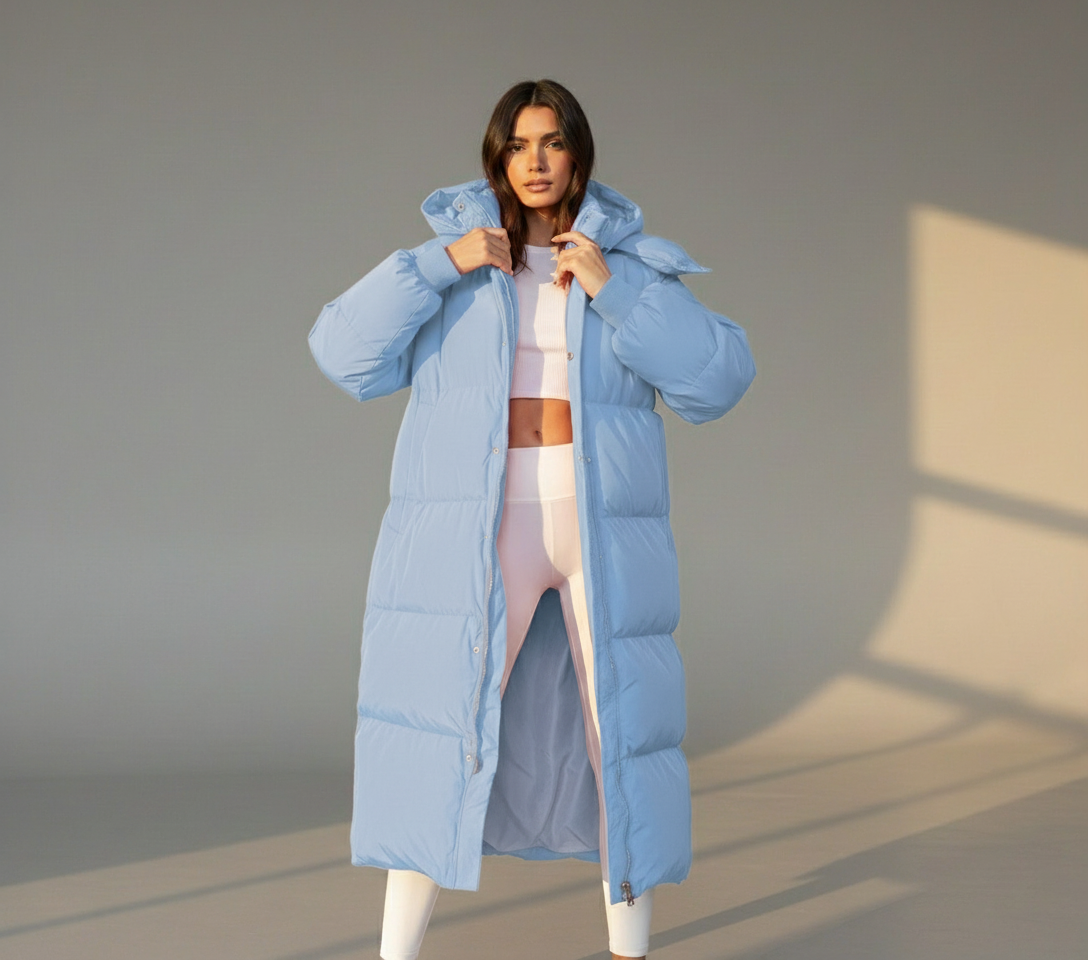 Nancy Maxi Puffer Jacket - Oversized Hooded Quilted Winter Coat for Women