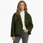 Women’s Short Double-Breasted Winter Jacket – Cropped Coat with Wide Lapels & Structured Fit