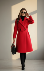 Elegant Women’s Winter Coat with Slim Belt | Tailored Warm Overcoat