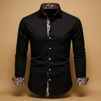 Men’s Premium Long Sleeve Button-Up Shirt – Tailored Fit with Contrast Trim Detail
