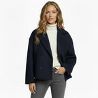 Women’s Short Double-Breasted Winter Jacket – Cropped Coat with Wide Lapels & Structured Fit