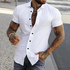 Men’s Tailored Muscle Fit Short Sleeve Shirt – Modern Fit - Stretchy Fabric, Tailored Style