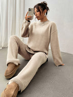 Women’s Soft Knit Lounge Set – Two-Piece Sweater and Pants Outfit