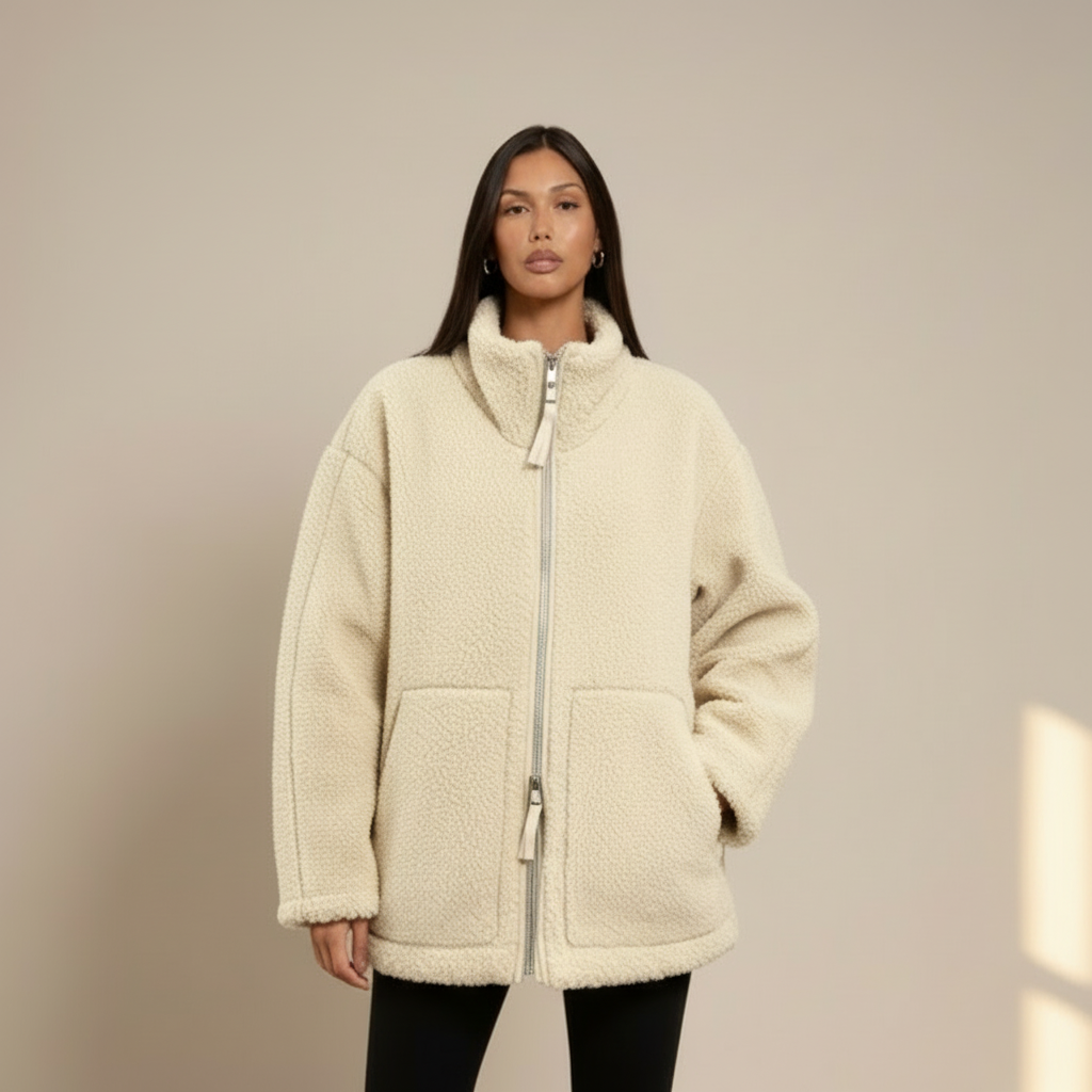 Molly | Women's Zip up Jacket - Relaxed Fit, Teddy Fabric