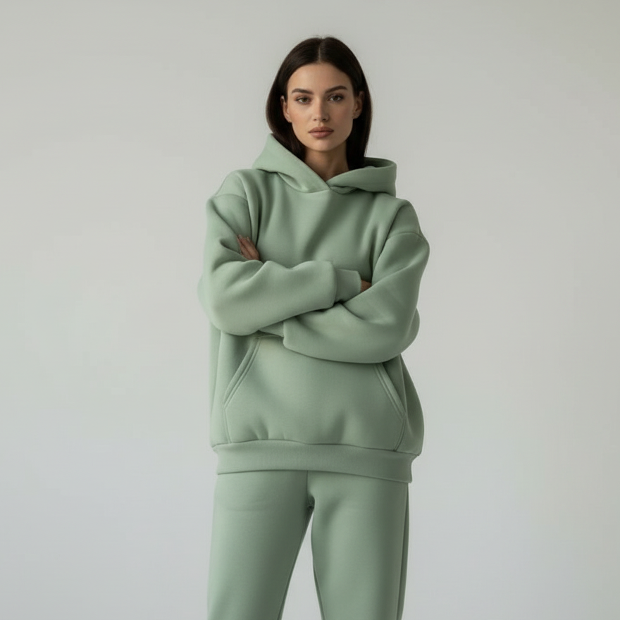 Women's Relaxed Oversized Tracksuit - Matching Hoodie & Jogger Set
