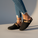 Women’s Slip-On Slippers with Buckle Detail - Cozy Soft Indoor & Outdoor Comfort Footwear