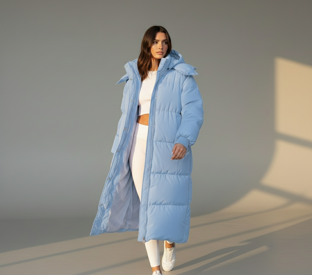 Nancy Maxi Puffer Jacket - Oversized Hooded Quilted Winter Coat for Women
