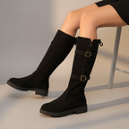 Women’s Black Knee High Boots with Low Heel - Classic Silhouette for Everyday Elegance