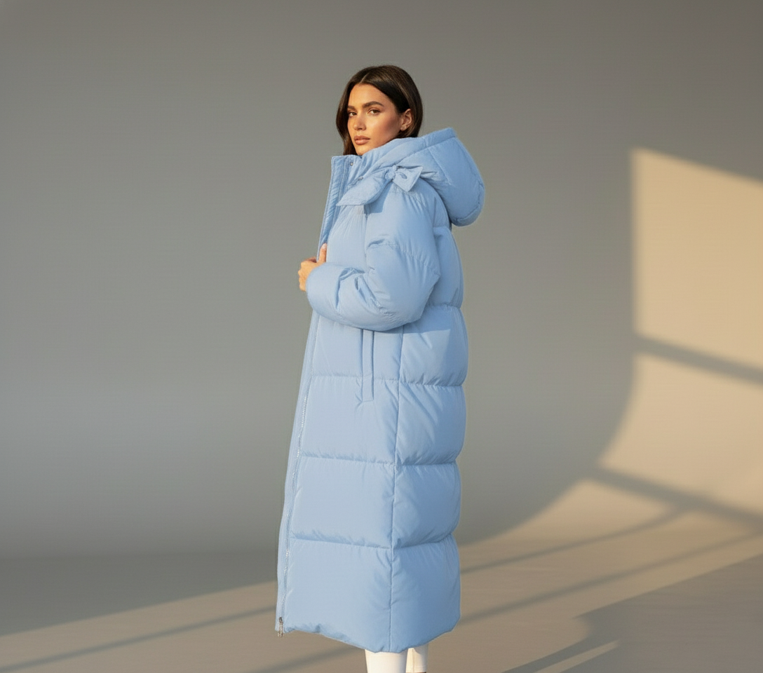 Nancy Maxi Puffer Jacket - Oversized Hooded Quilted Winter Coat for Women