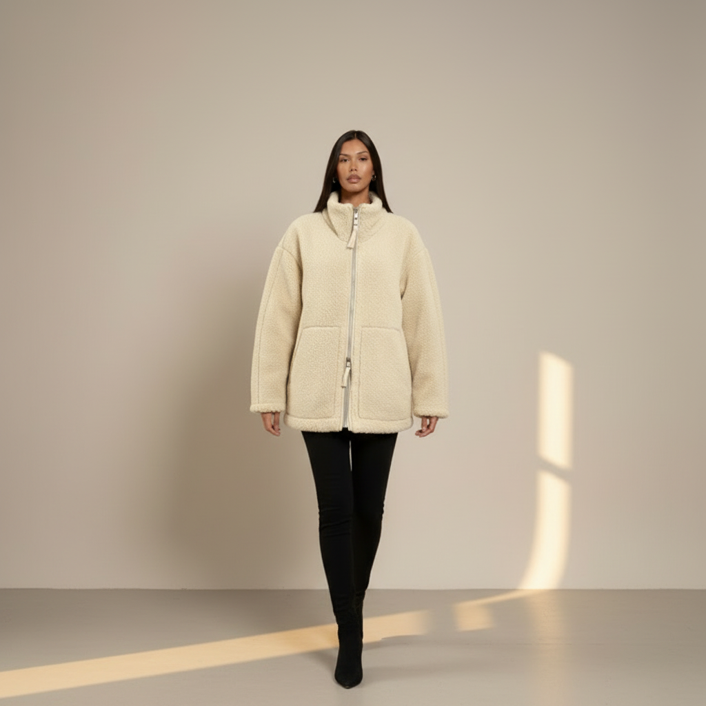 Molly | Women's Zip up Jacket - Relaxed Fit, Teddy Fabric